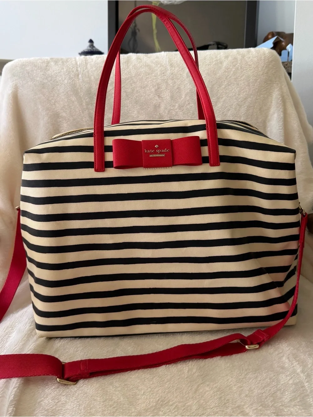 Kate Spade New York  Duffle Bag Striped Large Weekender Travel Tote